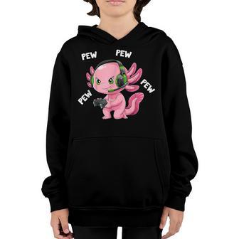 Axolotl Gaming Gifts Boys Girls Anime Video Game Pew Gamer Youth Hoodie - Thegiftio UK