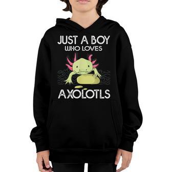 Axolotl Gift Anime Japanese Just A Boy Who Loves Axolotls Youth Hoodie - Thegiftio UK