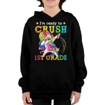 Back To School 1St Grade Dabbing Unicorn Girls Gift Youth Hoodie - Thegiftio UK