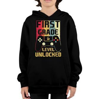 Back To School 1St Grade Level Unlocked Video Game Switch Youth Hoodie - Thegiftio UK