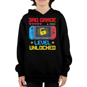 Back To School 3Rd Grade Level Unlocked Video Game Switch Youth Hoodie - Thegiftio UK