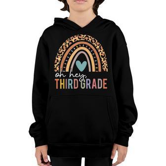 Back To School Oh Hey Third Grade Funny Leopard Rainbow Youth Hoodie - Thegiftio UK
