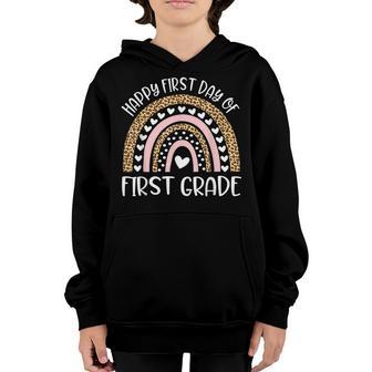 Back To School Rainbow Happy First Day Of First Grade Youth Hoodie - Thegiftio UK