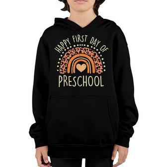 Back To School Rainbow Happy First Day Of Preschool Youth Hoodie - Thegiftio UK