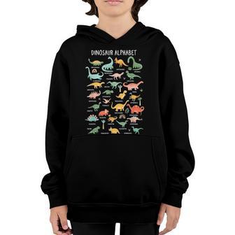 Back To School Types Of Dinosaurs Alphabet Identification Youth Hoodie - Thegiftio UK