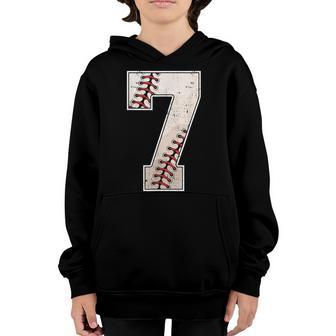 Baseball Birthday Boy 7 Seven Years Old 7Th Bday Party Boys Youth Hoodie - Thegiftio UK