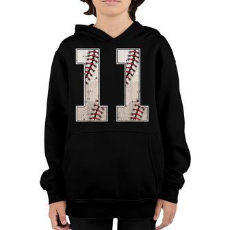 Baseball Birthday Boy Eleven 11 Years Old 11Th Bday Party Youth Hoodie - Thegiftio UK