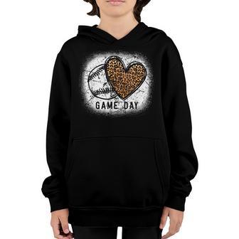 Baseball Game Day With Leopard Pattern Funny Game Youth Hoodie - Thegiftio UK