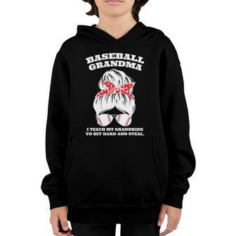 Baseball Grandma I Teach My Grandkids Ball Sport Granny Meaningful Gift Youth Hoodie - Thegiftio UK