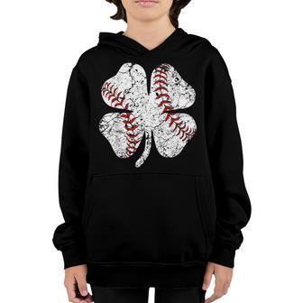 Baseball St Patricks Day Boys Men Catcher Pitcher Shamrock Youth Hoodie - Thegiftio UK