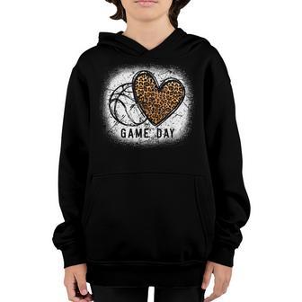 Basketball Game Day With Leopard Pattern Funny Game Youth Hoodie - Thegiftio UK