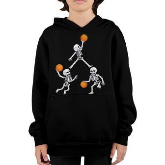 Basketball Halloween Skeleton Dunking Dribble Boys Kids N Youth Hoodie - Thegiftio UK