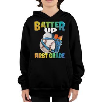Batter Up 1St Grade Baseball Back To School Teacher Students Youth Hoodie - Thegiftio UK