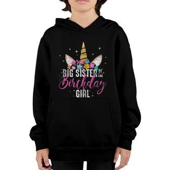 Big Sister Of The Birthday Girl Sister Unicorn Birthday Graphic Design Printed Casual Daily Basic Youth Hoodie - Thegiftio UK