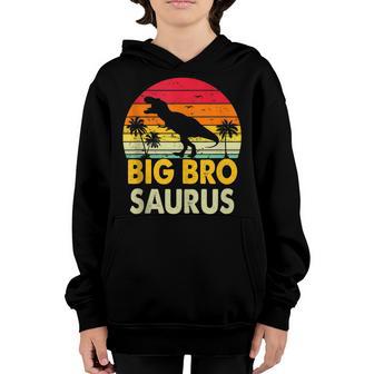 Bigbrosaurus T Rex Saurus Retro Family Dinosaur Big Brother Youth Hoodie - Thegiftio UK