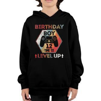 Birthday Boy 12 Gift Time To Level Up 12Th Birthday Boy Level Up Graphic Design Printed Casual Daily Basic Youth Hoodie - Thegiftio UK