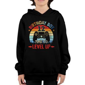 Birthday Boy 12 Time To Level Up 12Th Birthday Boy Gamer Gift Graphic Design Printed Casual Daily Basic Youth Hoodie - Thegiftio UK