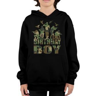 Birthday Boy American Camo Pattern Army Birthday Party Youth Hoodie - Thegiftio UK