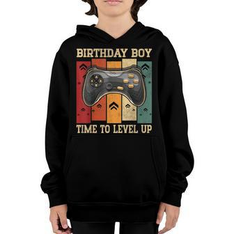 Birthday Boy Time To Level Up Funny Video Game Gift For Boys Youth Hoodie - Thegiftio UK