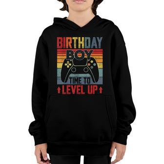 Birthday Boy Time To Level Up Gift Video Gamer Birthday Gift Graphic Design Printed Casual Daily Basic Youth Hoodie - Thegiftio UK