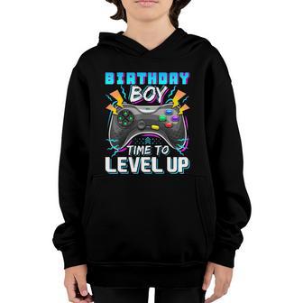 Birthday Boy Time To Level Up Video Game Birthday Gamer Graphic Design Printed Casual Daily Basic Youth Hoodie - Thegiftio UK