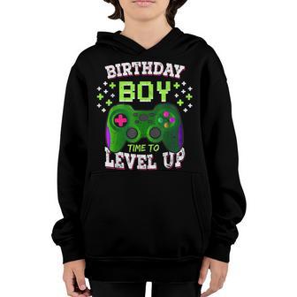 Birthday Boy Time To Level Up Video Game Birthday Gift Boys V2 Youth Hoodie - Thegiftio UK