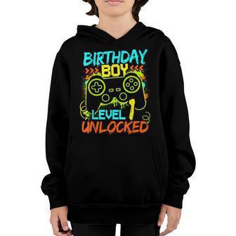 Birthday Boys Level 1 Unlocked Video Gamer Youth Hoodie - Thegiftio UK