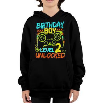 Birthday Boys Level 2 Unlocked Video Gamer Youth Hoodie - Thegiftio UK