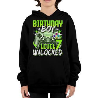 Birthday Boys Level 7 Unlocked Video Gamer Birthday V2 Youth Hoodie - Thegiftio UK