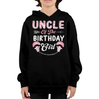Birthday Cow Uncle Of The Birthday Girl Farming Barnyard Youth Hoodie - Thegiftio UK