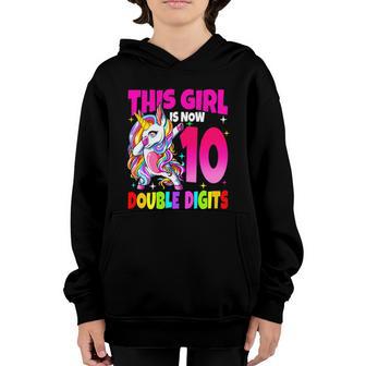 Birthday Funny Gift For Girl This Girl Is Now 10 Double Digits Gift V4 Youth Hoodie - Thegiftio UK