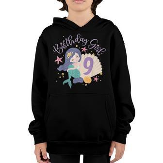Birthday Girl 9Th Birthday Mermaid Girl 9 Years Old Youth Hoodie - Thegiftio UK