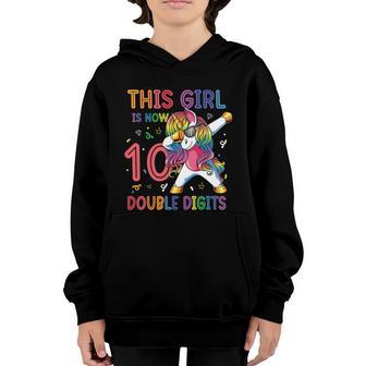 Birthday Girl Gift This Girl Is Now 10 Double Digits Meaningful Gift Youth Hoodie - Thegiftio UK