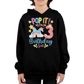 Birthday Kids Pop It I Am 3 Years Old 3Rd Birthday Girl Youth Hoodie - Thegiftio UK