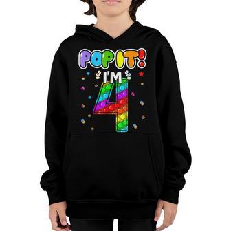 Birthday Kids Pop It I Am 4 Years Old 4Th Birthday Fidget V2 Youth Hoodie - Thegiftio UK