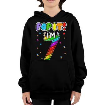 Birthday Kids Pop It I Am 7 Years Old 7Th Birthday Fidget V2 Youth Hoodie - Thegiftio UK