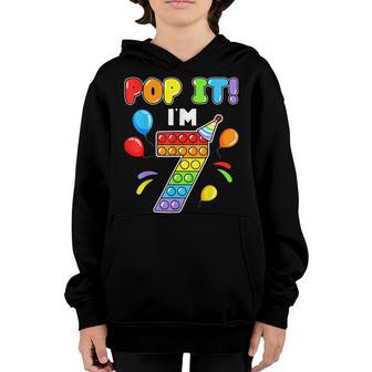 Birthday Kids Pop It I Am 7 Years Old 7Th Birthday Fidget Youth Hoodie - Thegiftio UK