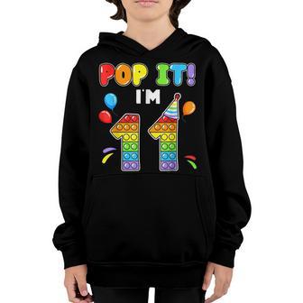 Birthday Kids Pop It Im 11 Years Old 11Th Birthday Fidget Youth Hoodie - Thegiftio UK