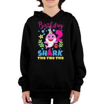 Birthday Kids Shark 2 Year Old Girl In Two Two Family V2 Youth Hoodie - Thegiftio UK