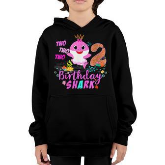 Birthday Kids Shark 2 Years Old 2Nd Family Youth Hoodie - Thegiftio UK