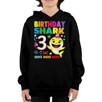 Birthday Kids Shark 3 Years Old 3Rd Family Mothers Youth Hoodie - Thegiftio UK