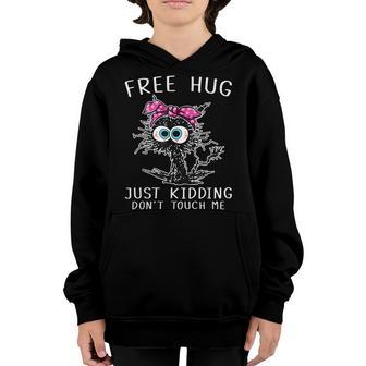 Black Cat Bandana Free Hug Just Kidding Dont Touch Me Youth Hoodie - Thegiftio UK