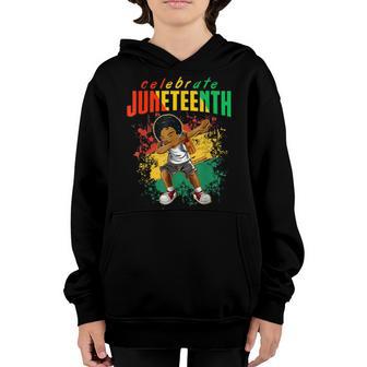 Black Dabbing Boy Kids Junenth Celebrate Indepedence Day Youth Hoodie - Thegiftio UK