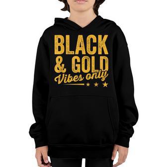 Black Gold Vibes Only Game Day Group High School Football Youth Hoodie - Thegiftio UK