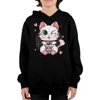 Boba Tea Cat Bubble Tea Cat Kawaii Anime Neko Girls Ns Youth Hoodie - Thegiftio UK