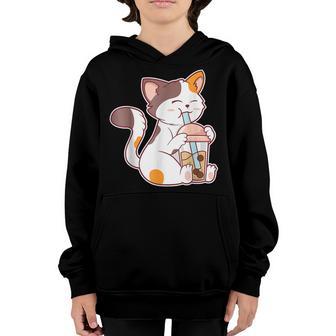 Boba Tea Cat Bubble Tea Kawaii Anime Japanese Girls Youth Hoodie - Thegiftio UK