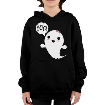 Boo Cute Halloween Girl Ghost Graphic Design Printed Casual Daily Basic Youth Hoodie - Thegiftio UK