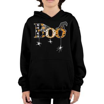 Boo With Spiders And Witch Hat Halloween Boys Kids Youth Hoodie - Thegiftio UK