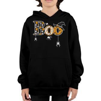 Boo With Spiders And Witch Hat Halloween Boys Kids Youth Hoodie - Thegiftio UK