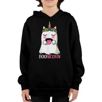 Boonicorn Unicorn Ghost Happy Halloween Costumes Girls Kids V2 Youth Hoodie - Thegiftio UK